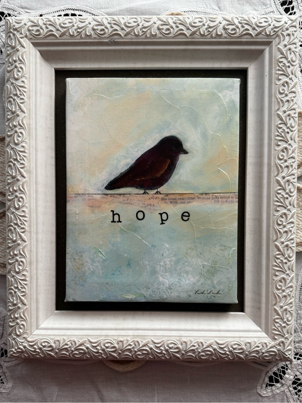 Original Bird Wall Art - Bird on canvas hand crafted Media13” x 11” - Picture 8 of 9
